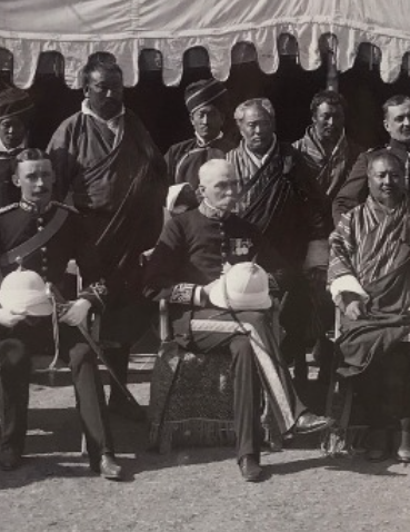 Product Bhutan. Tibet. Group at  camp Tassetree Jong. Punakha. 1907. thumbnail