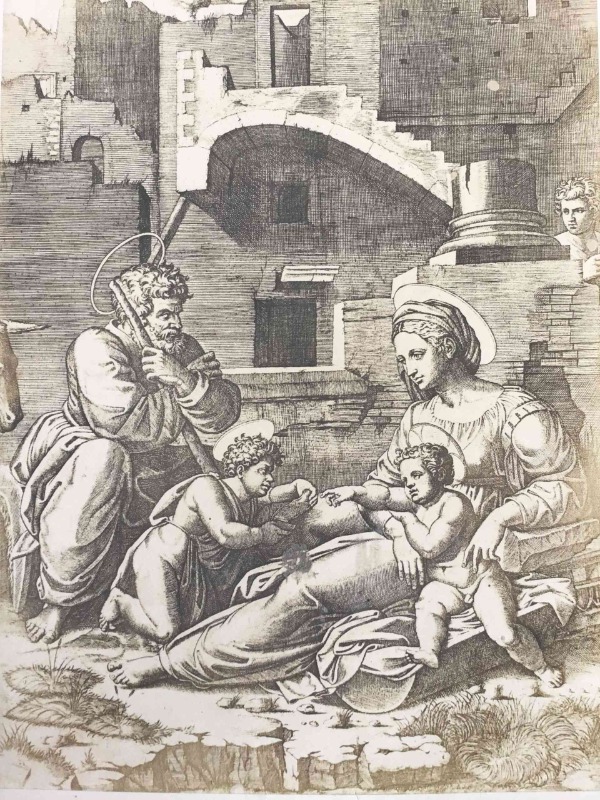 Image du produit La vierge à la longue cuisse. Gravure de Marc Antoine Raimondi photographiée.