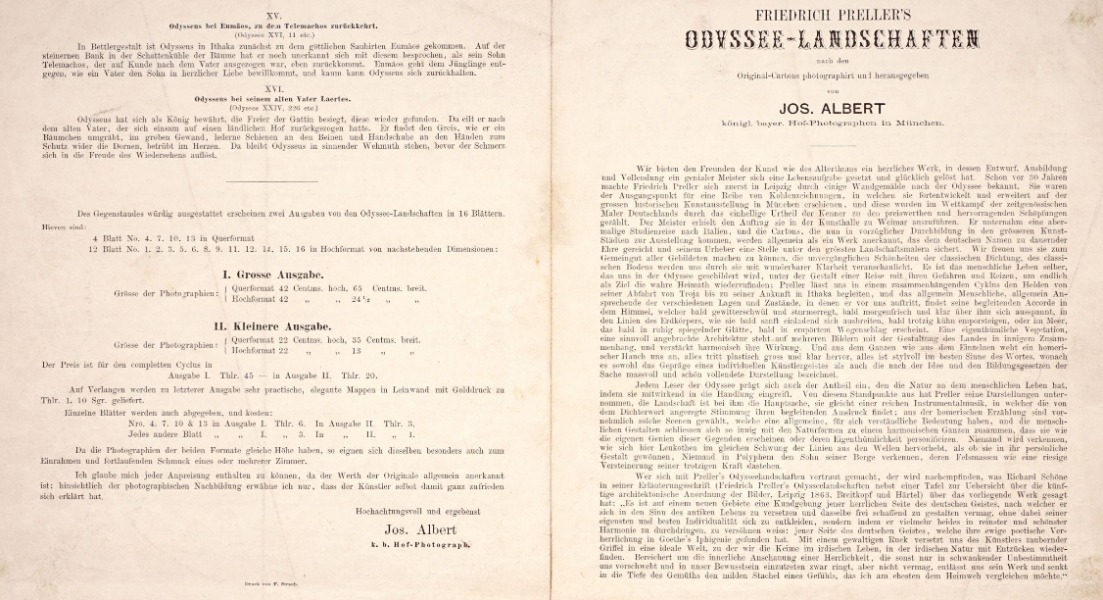 Image du produit Odyssee Landschaften. 16 photographies à partir des dessins de Friedrich Preller's. 1863.